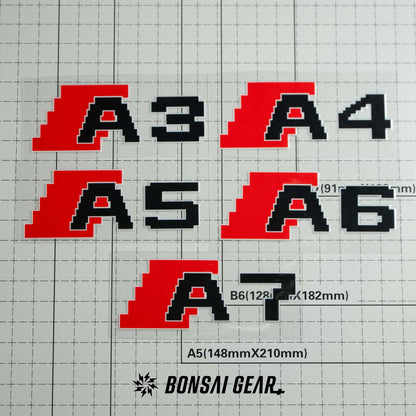 Audi A-Series A3 A4 A5 A6 A7 Pixel-Art Track Badge Sticker Set of 3