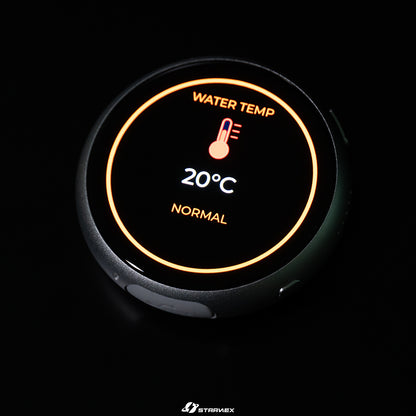 SRACING M1 round dashboard gauge showing water temperature