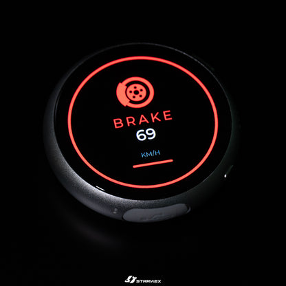 SRACING M1 round OBD gauge showing brake data