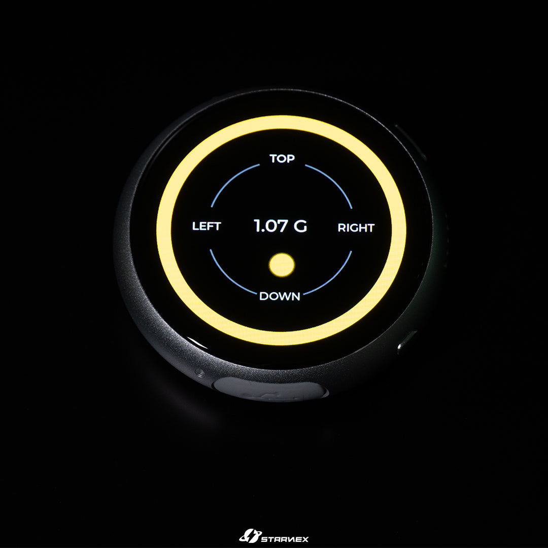SRACING M1 round dashboard display showing G-force direction
