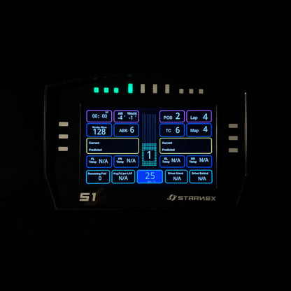 SRACING S1 automotive racing gauge front view on a black background