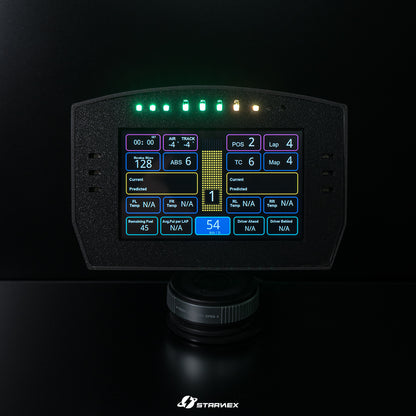 Front view of the SRACING S1 gauge showing lap and vehicle data