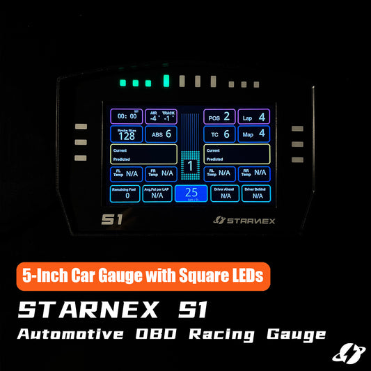 SRACING S1 5-inch automotive OBD racing gauge with square LED indicators